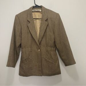 Vintage Jack Winter Brown and Tan Houndstooth Blazer Size Small